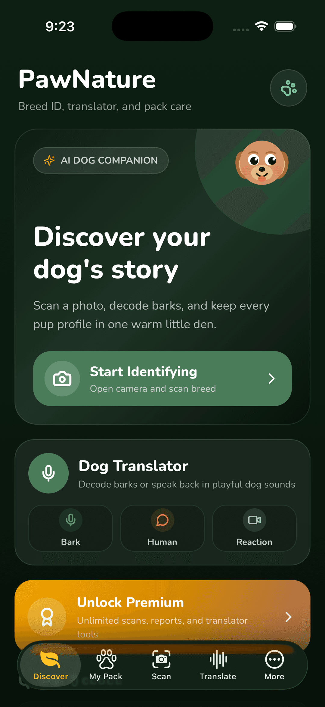 PawNature discover home screen