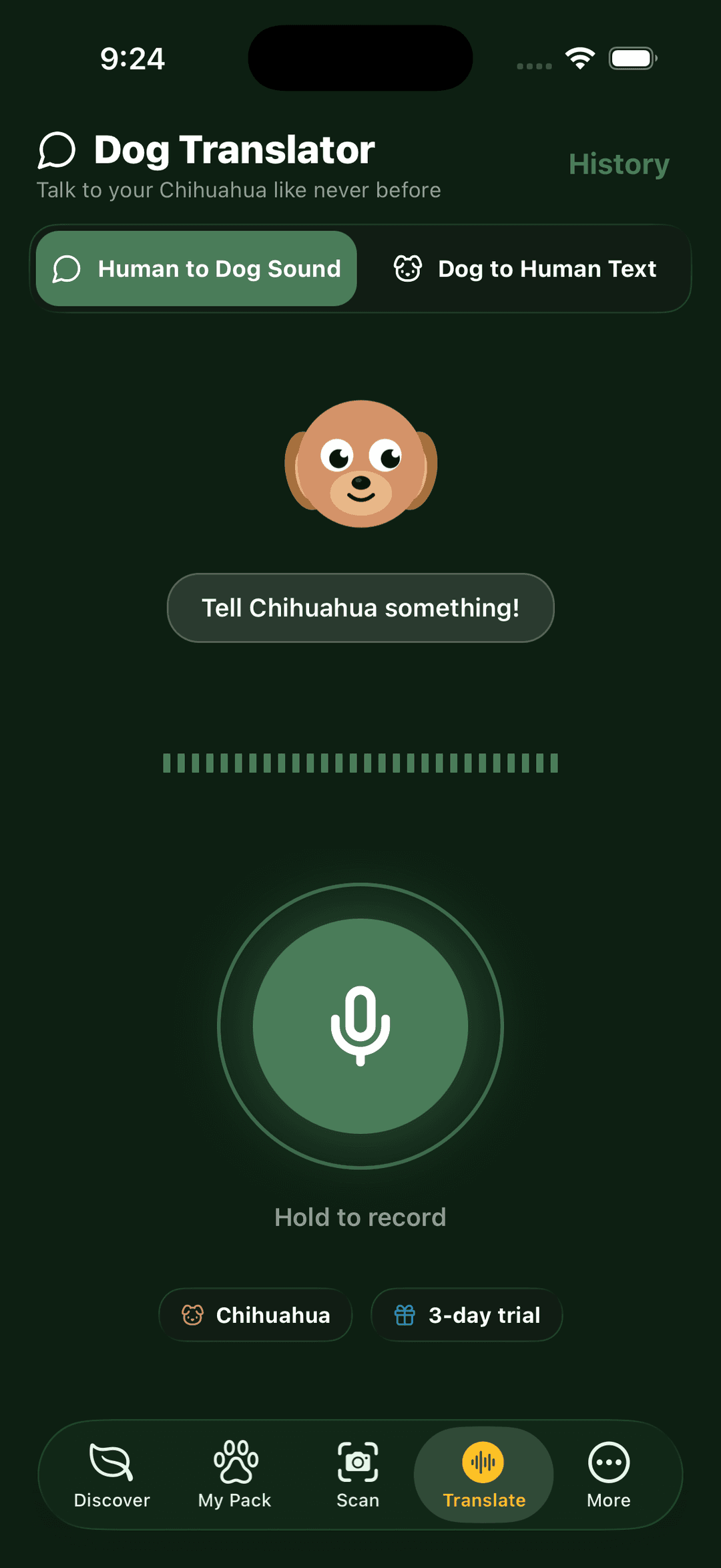 PawNature translator screen